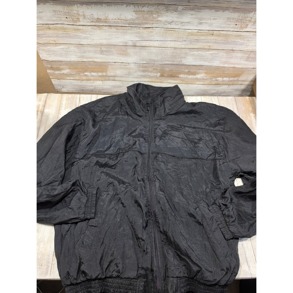 MacGregor Mens Black Nylon Windbreaker Full Zip Jacket Size M NEW
